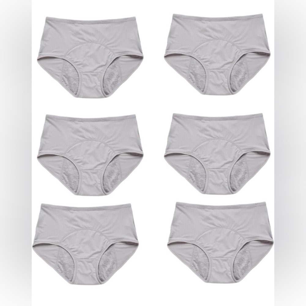 6 pair women’s high waisted leakproof panties Gray 3XL